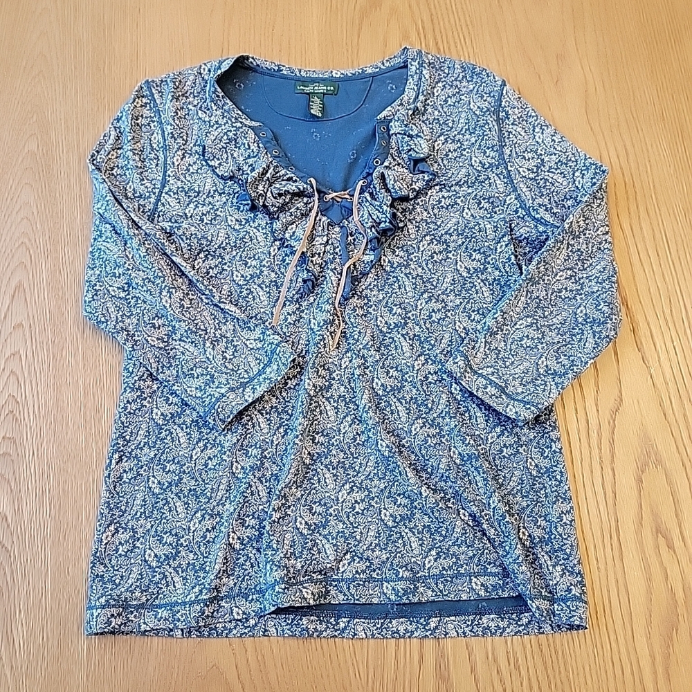 Ralph Lauren Peasant Top Large Ruffles Drawstring Floral Cottagecore Blouse - Picture 1 of 7